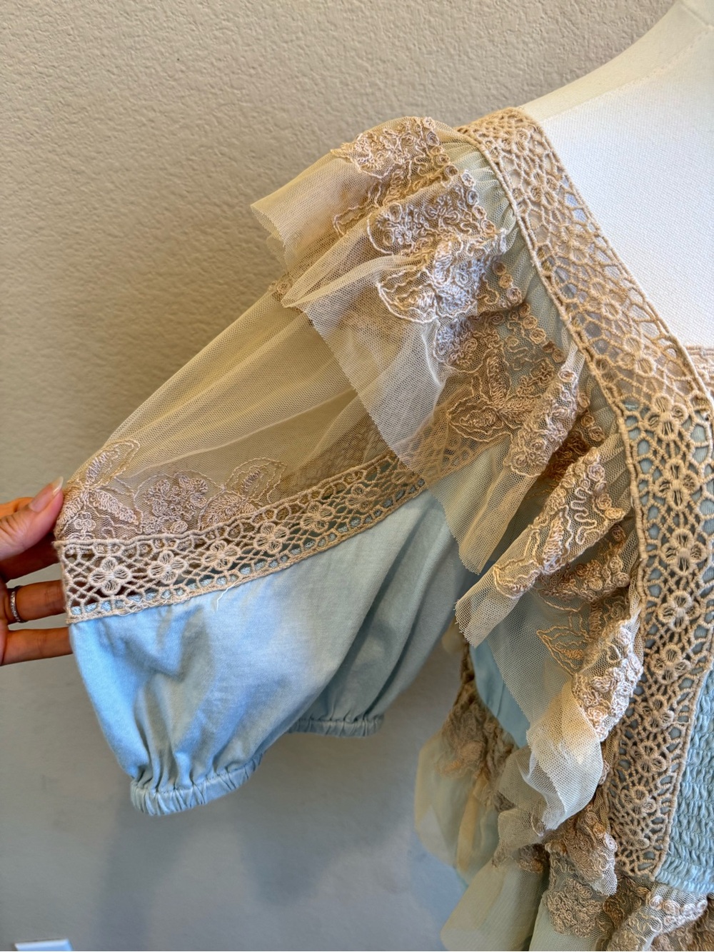 Anthropologie Forever That Girl Ruffled Lace Peplum Top Women’s M Romantic Boho - Picture 5 of 15
